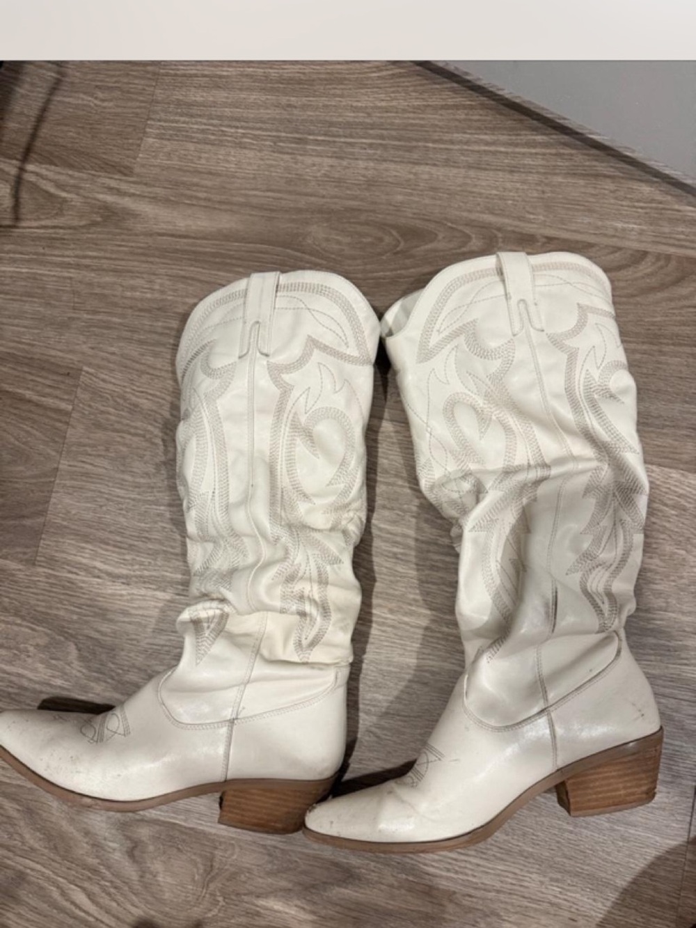 Steve Madden White Western Knee-High Cowgirl Boots